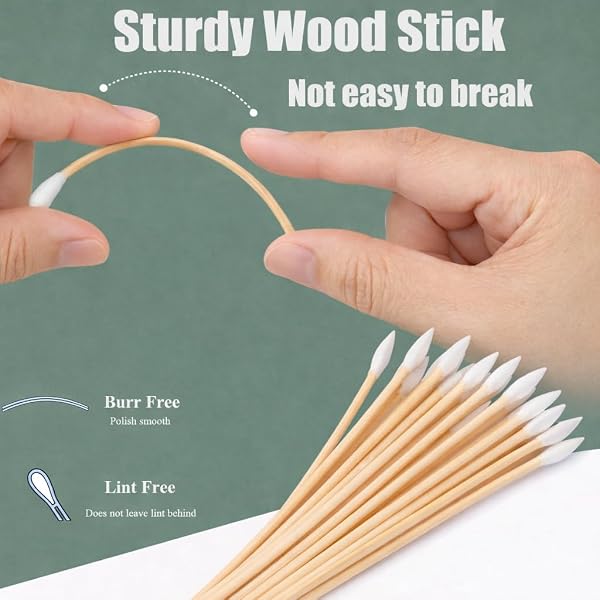 100 Pack Single Head Cotton Swabs 6 Inch Long Wooden Sticks Disposable Swabs for Makeup, Cleaning, Personal Care - 2