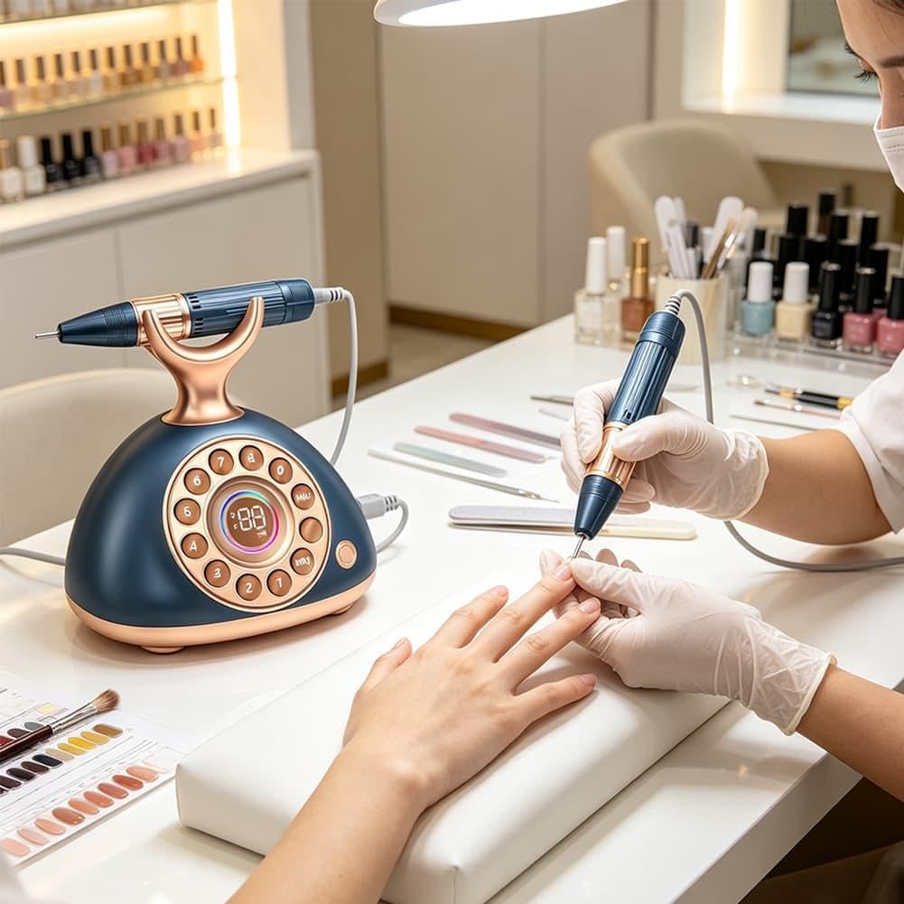 Trapano professionale per unghie, 35000 giri/min, elettrico E-File per rimozione gel acrilico con display LCD della velocità, kit manicure portatile, manipolo ergonomico silenzioso per uso domestico