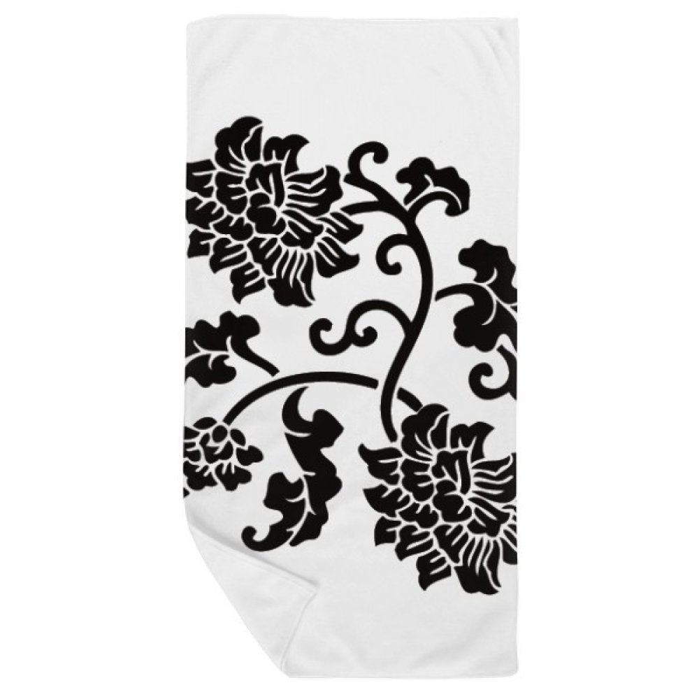 Serviette douce fleurs noir pour peaux sensibles débarbouillette 35x70