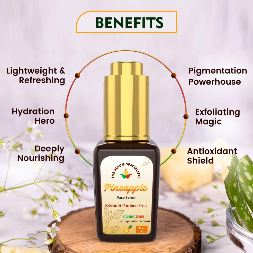 Image of Pineapple Face Serum - Exfoliates & Brightens Skin | Enriched with Pineapple Enzymes | Gentle Exfoliation & Radiance Boost | All Skin Types - 30ml