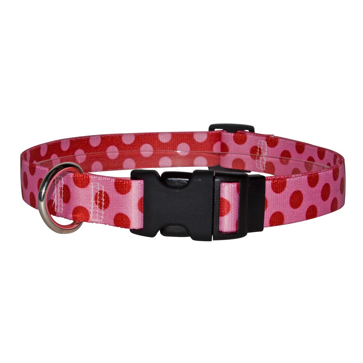 Yellow Dog Design Standard Easy-Snap Collar, Valentine Polka Dot, Medium 14" - 20" (1" Wide)