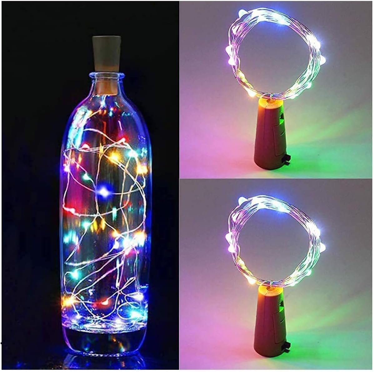 dripping colors Bottle Cork Lights 2m 20 LEDs (Pack of 2) Multicolored
