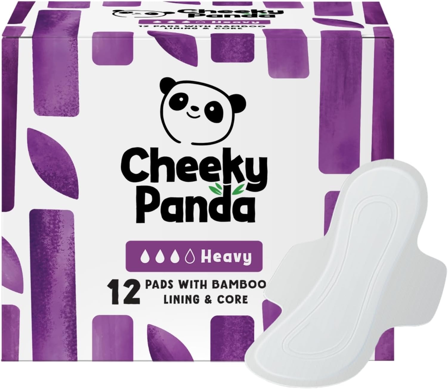 – The Cheeky Panda Organic Sanitary Towels for Women – Heavy Flow – 12 Organic Pads Per Pack - with Bamboo Pads and Core