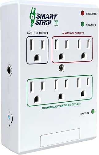 6 Outlet Energy Saving Wall Mounted Power Strip and Surge