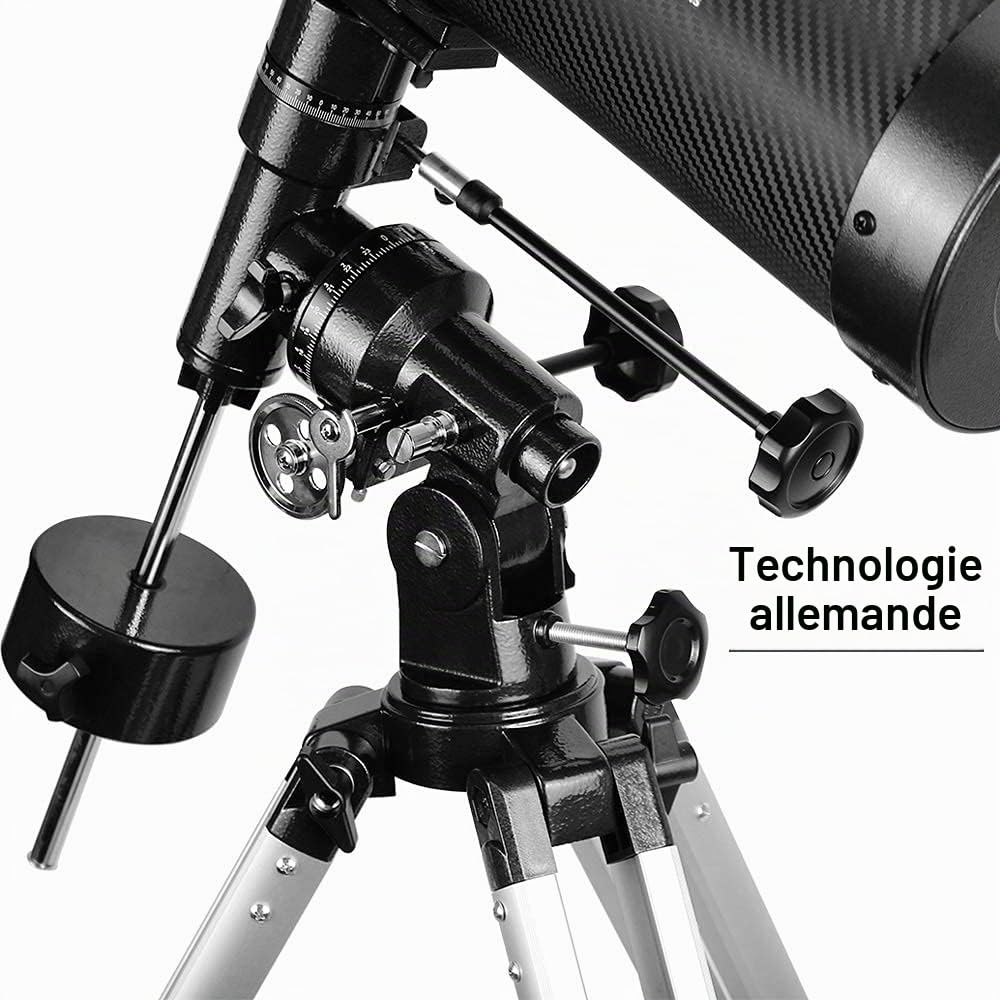 Télescope 130EQ Newton Réflecteur Télescope pour Adultes, Télescopes Professionnels pour Adultes, Livré avec Adaptateur Smartphone Objectif Barlow 1,5X et Filtre TMoon 13% T