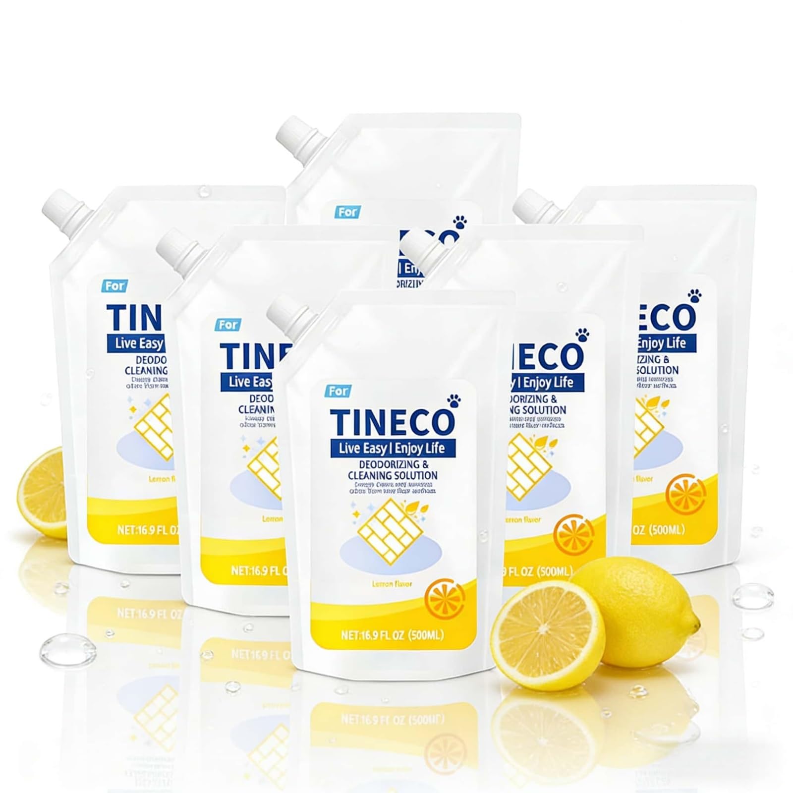 Líquido Limpiador de Suelos, 6 Paquete, 500ml Aroma Limón, Limpieza Profunda Eliminación de Olores, Compatible con Tineco FLOOR ONE S3/S5/S6/S7/S9 Aspiradora en Seco y Húmedo