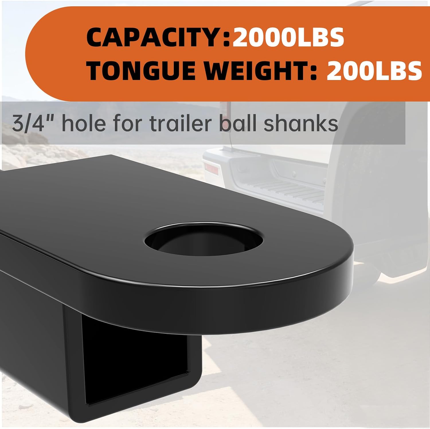 1-1/4 x 6" Receiver Hitch, Trailer Hitch Ball Mount, Draw Bar Hitch, 1" Drop Hitch, 2,000 lbs