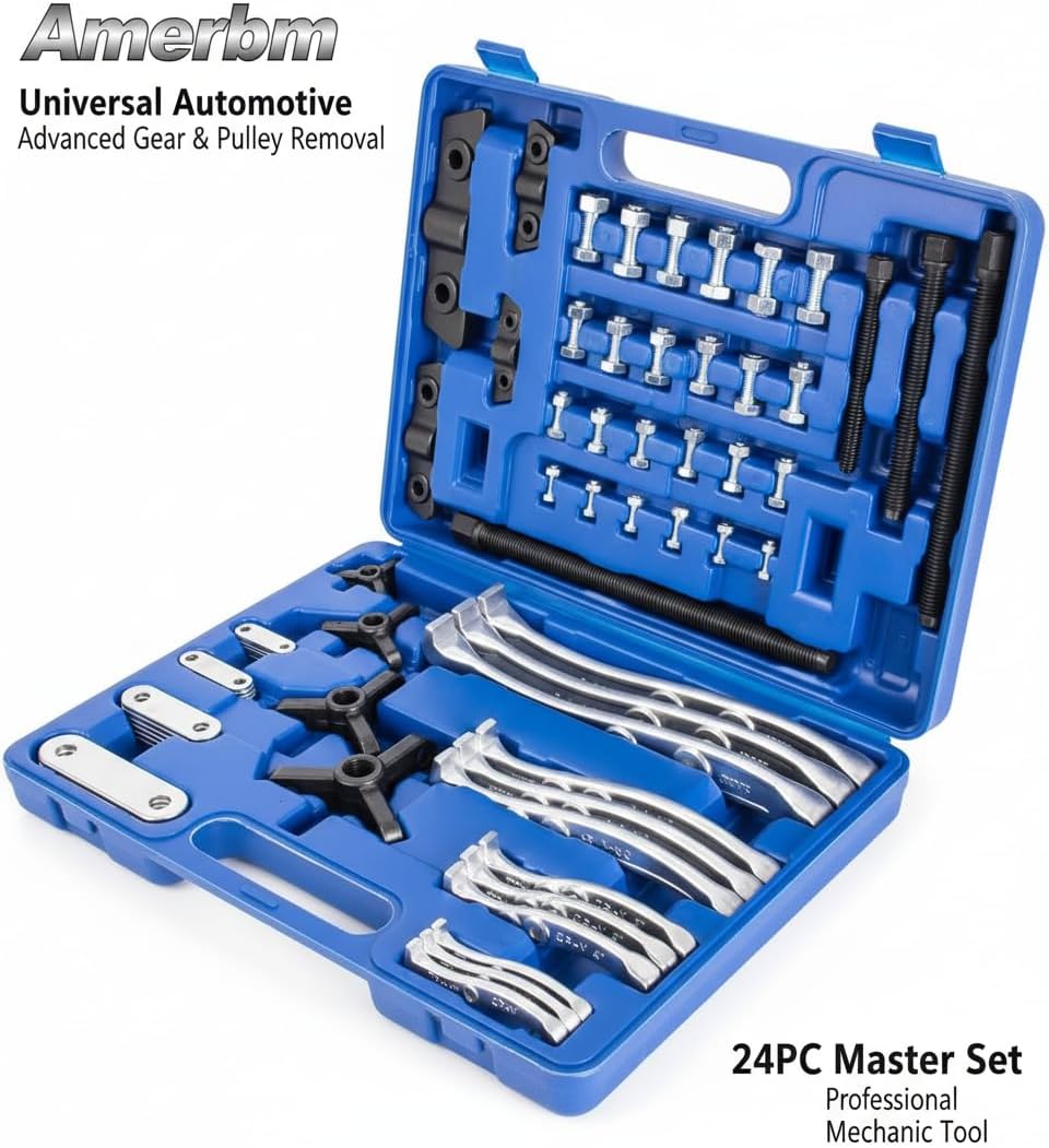 4-Piece Gear Puller Set, Heavy Duty 2 and 3 Legged Hub Pulley Puller Bearing Separator Kit (3" 4" 6" 8") for Removing Flywheels, Sprockets, Ball Races and Gears - Pro Mechanical Removal Tools