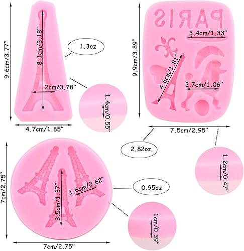 Miniatura 3 de Mujiang Moldes de silicona con diseño de Torre Eiffel Love Paris Caniche para fondant para manualidades pasteles cupcakes decoración de caramelos