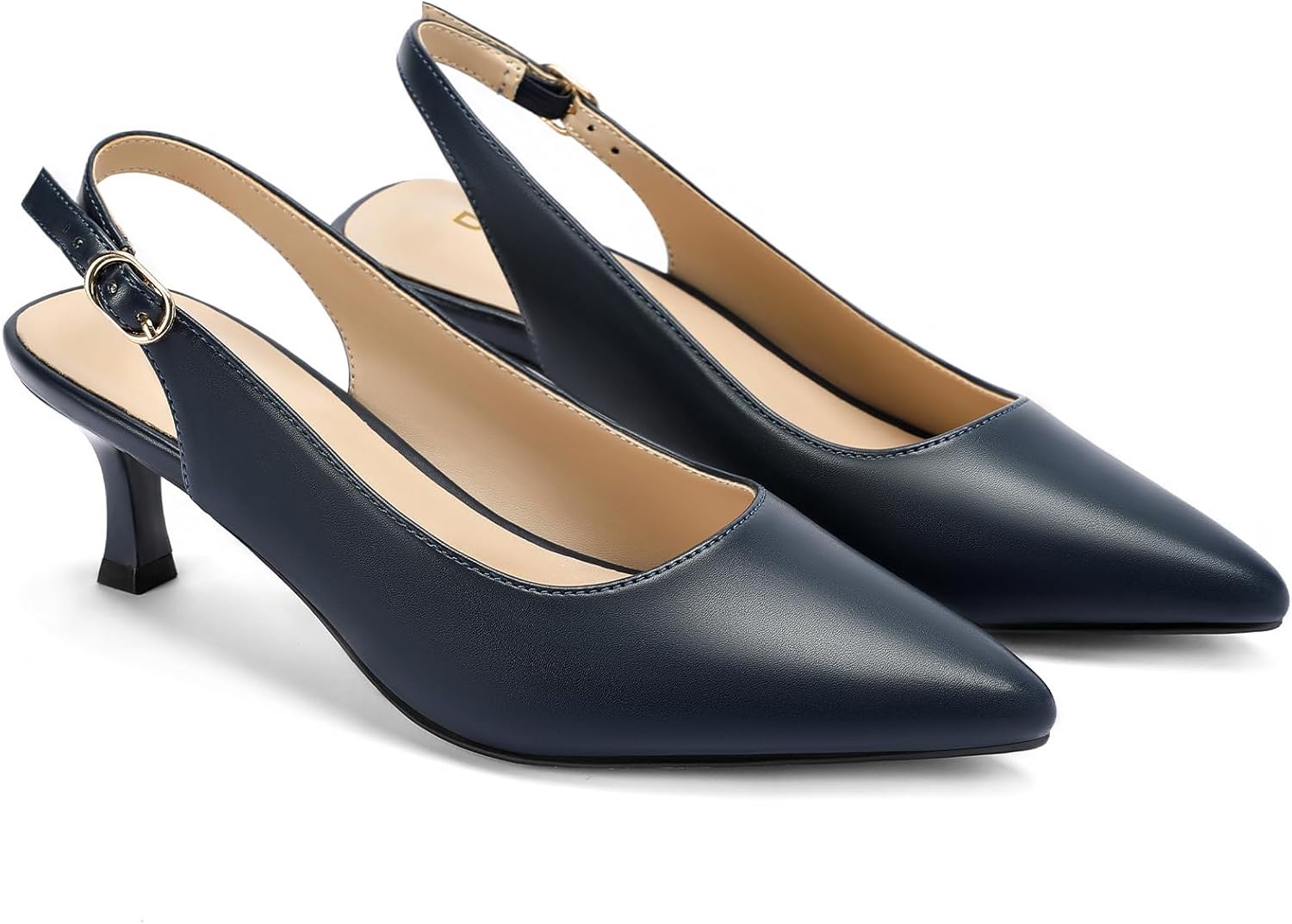 Women's Slingback Kitten Heels Pumps Pointed Toe Low Heel Dress Shoes for Work, Wedding, and Parties