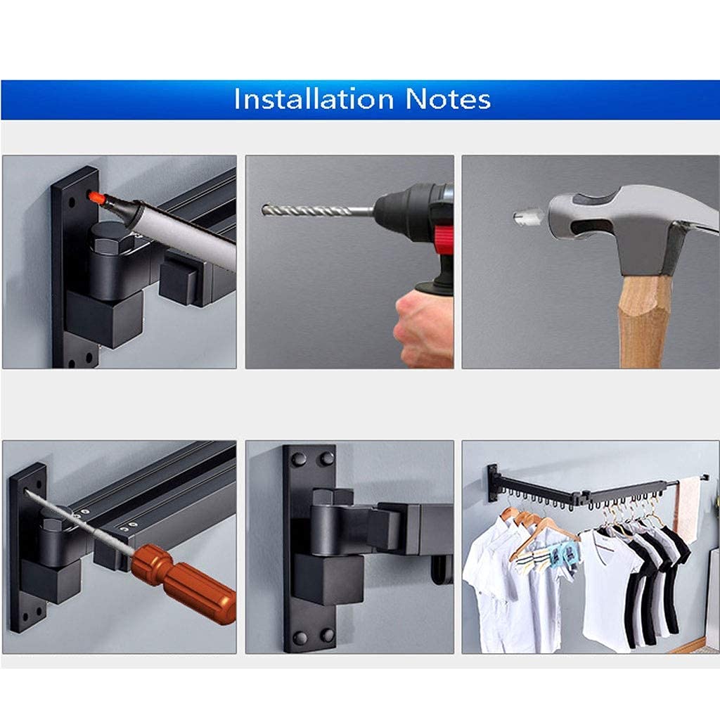 Étendoir à linge extensible pliable à fixation murale rotative pour salle de bain - Pour intérieur et balcon - Gain de place