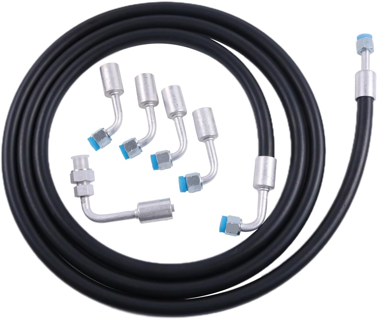A/C Air Conditioning Ext Hose Kit,Oil Tube, HoseUniversal Length Hoses 6 8 10 Fittings Kit A/C Refrigerant Discharge/Suction