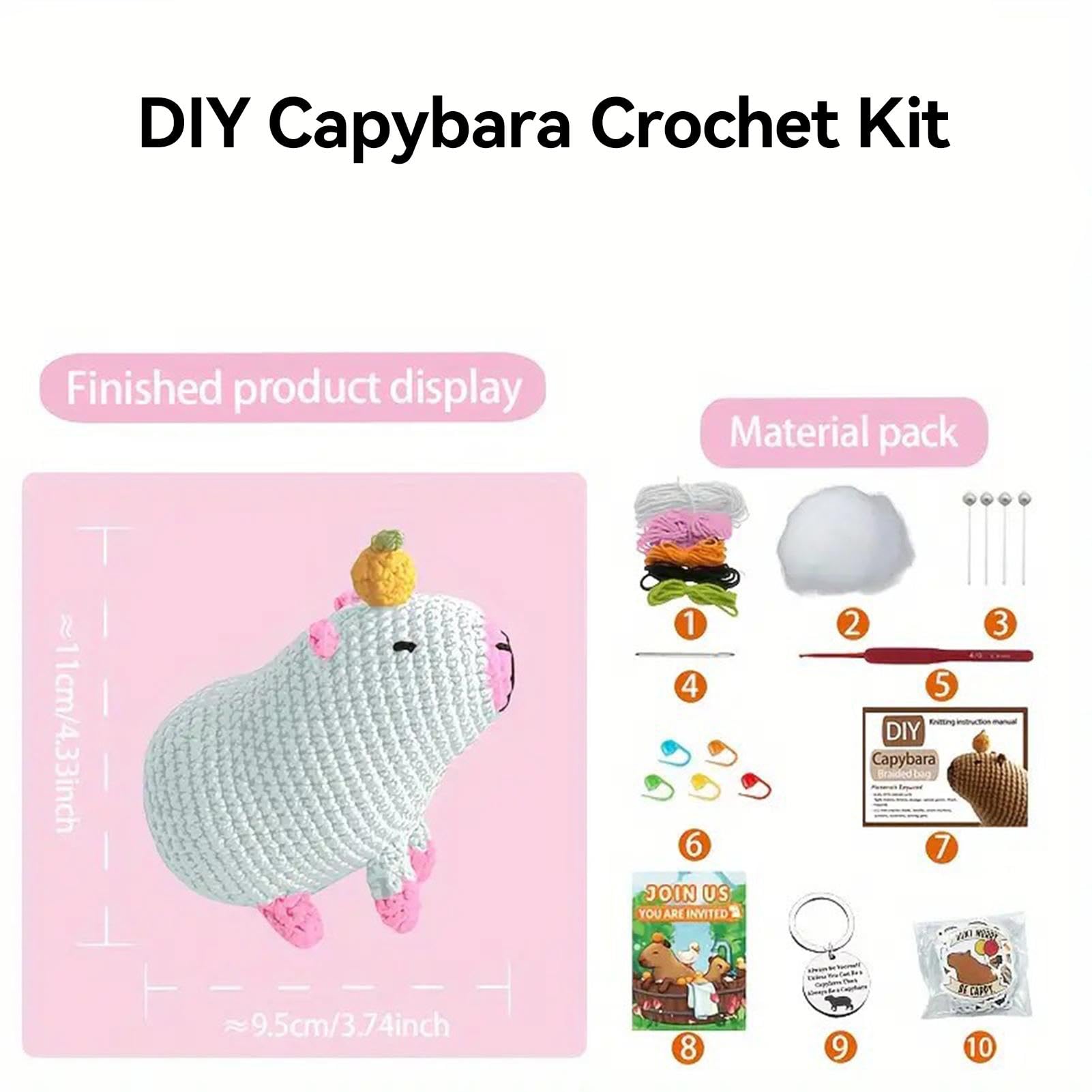 Kit Uncinetto Per Principianti Con 2 Capibara E 4 Cappelli, Tutorial Video Passo Passo, Animali In Peluche Fai Da Te - 5