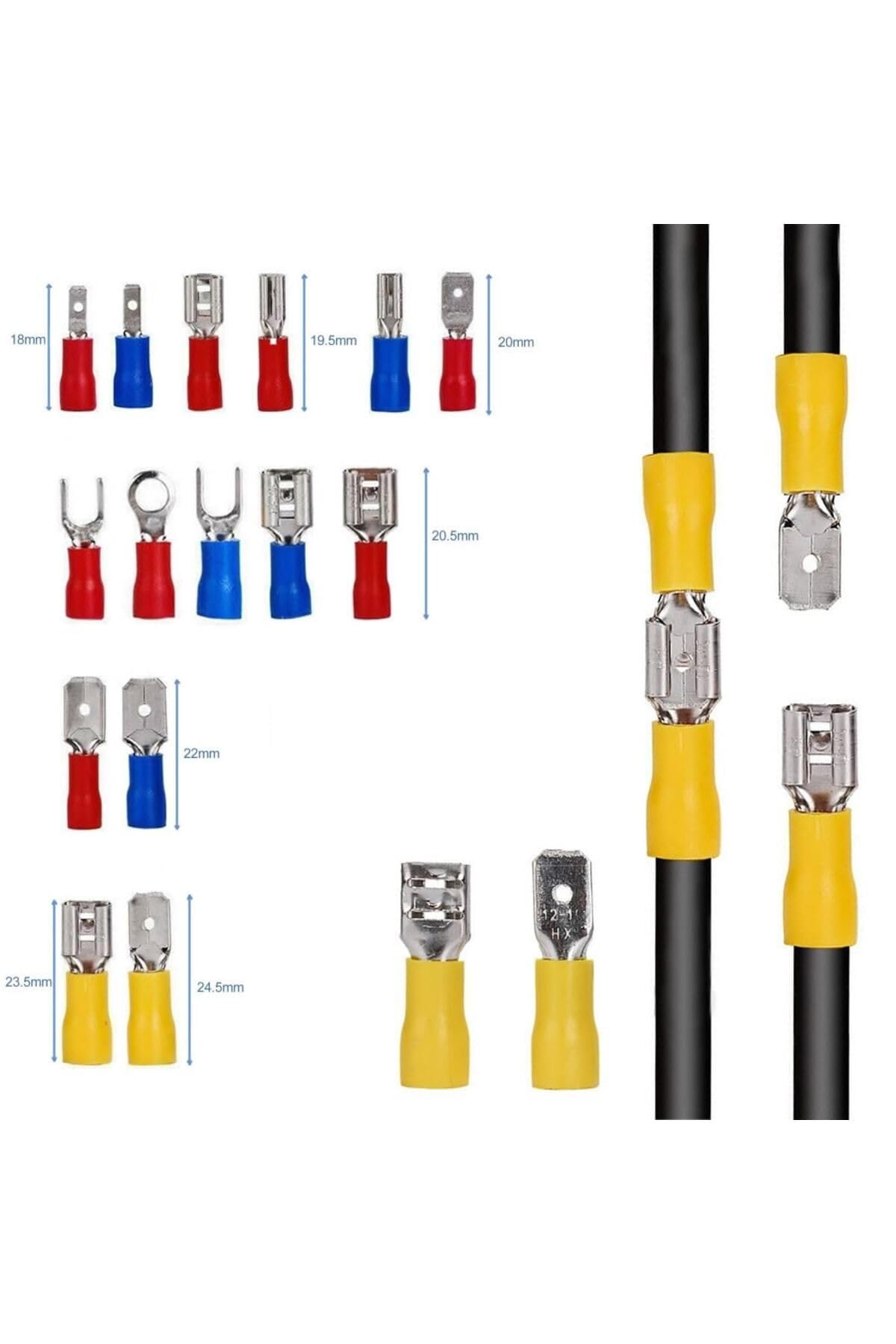 Alkatronik 280 Parça Izoleli Kablo Ucu Seti Kutulu Kürek Halka Çatal Yalıtımlı Elektrik Teli Konnektörü