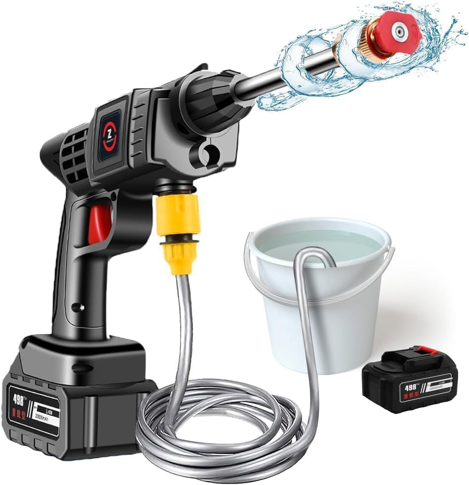 GoodGear Draadloze Hogedrukreiniger - Accu Hogedrukreiniger Met 2 Accu%ca%bcs 2 Nozzles 300w 60 Bar Werkdruk Zwart