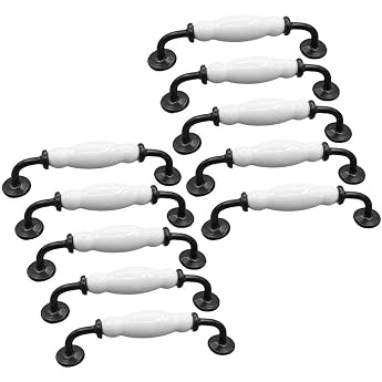 EBETA Pack of 10 White Arch Handles Cabinet Handles Drawer Handles Furniture Handles Door Knobs Ceramic Pech 128 mm Pack of 10