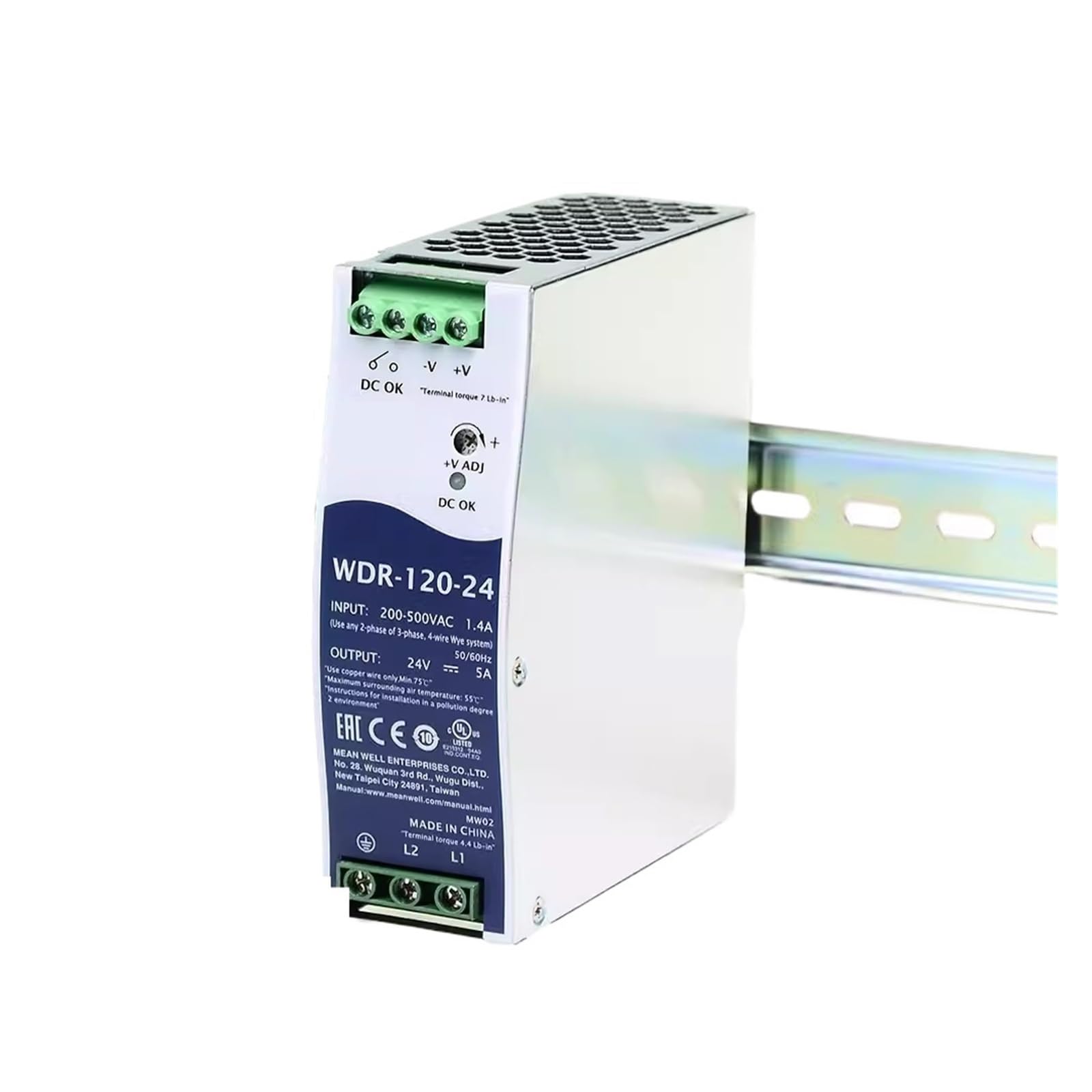 JJKKOZVQF WDR-120 WDR-120-12 WDR-120-24 WDR-120-48 120W Single Output Power Supply(WDR-120-24V 5A)