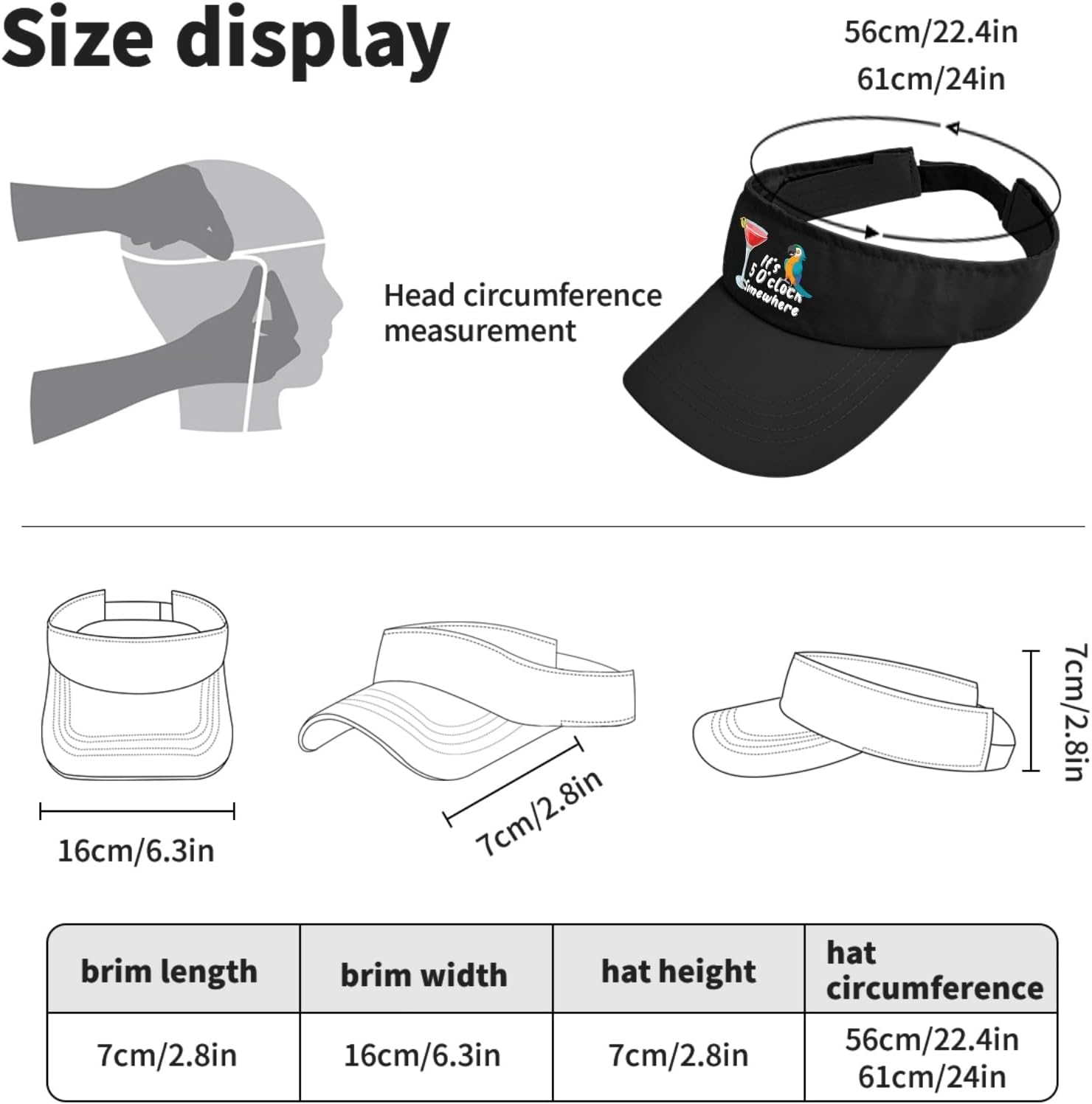 It is 5 Oclock Somewhere Caps Visor for Men Baseball Hat Uv Protection Golf Hats - Image 4