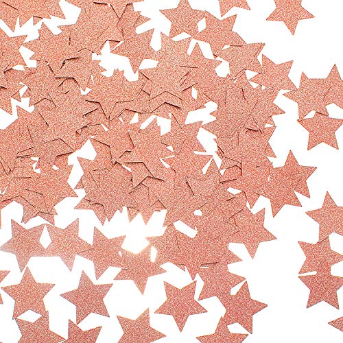 Image of MOWO Rose Gold Star Confetti Table Decoration, 1.2 inch, 200pc | Table Decoration, Wedding, Birthday Party