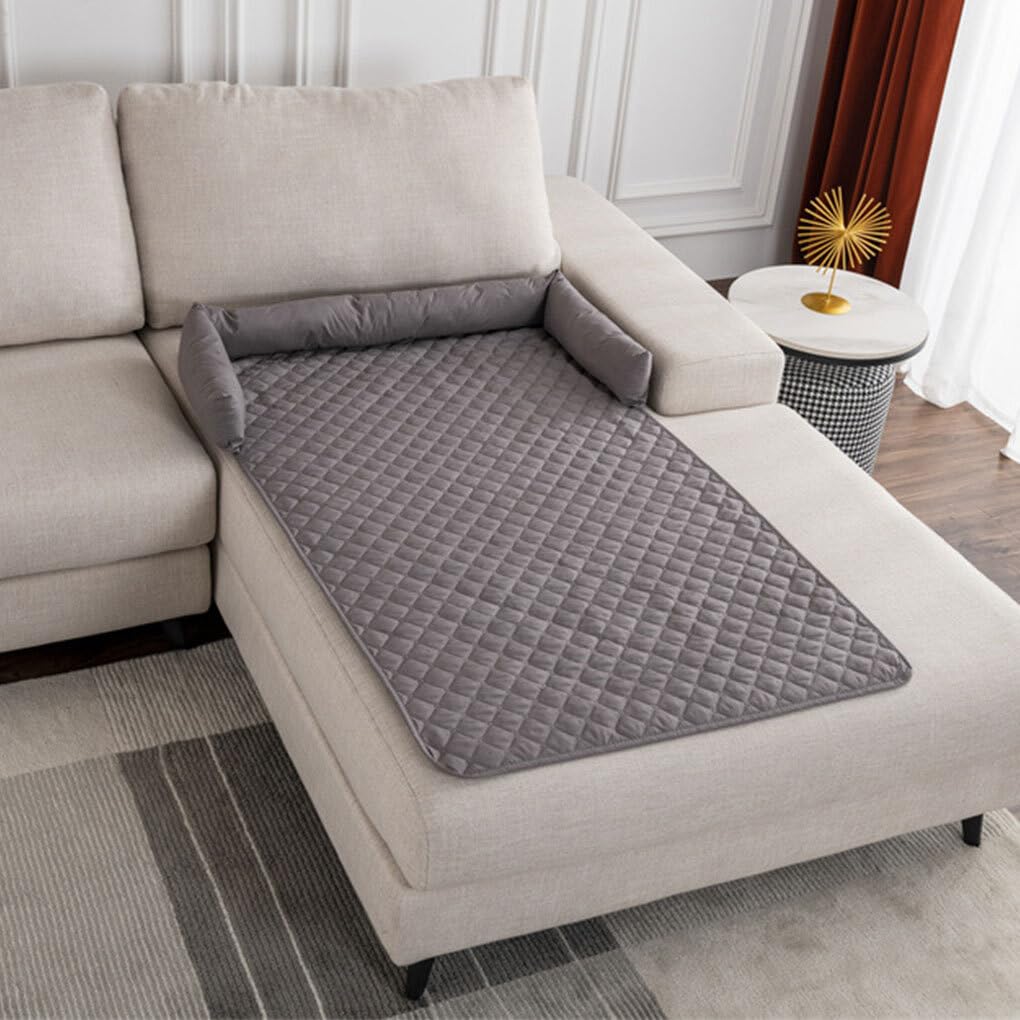 Manta para Mascotas para protección de sofá Cama Muebles acogedores y Elegantes Impermeable Cama para Perro colchón Tela Antideslizante Funda de sofá, Gris Oscuro, 75 * 75