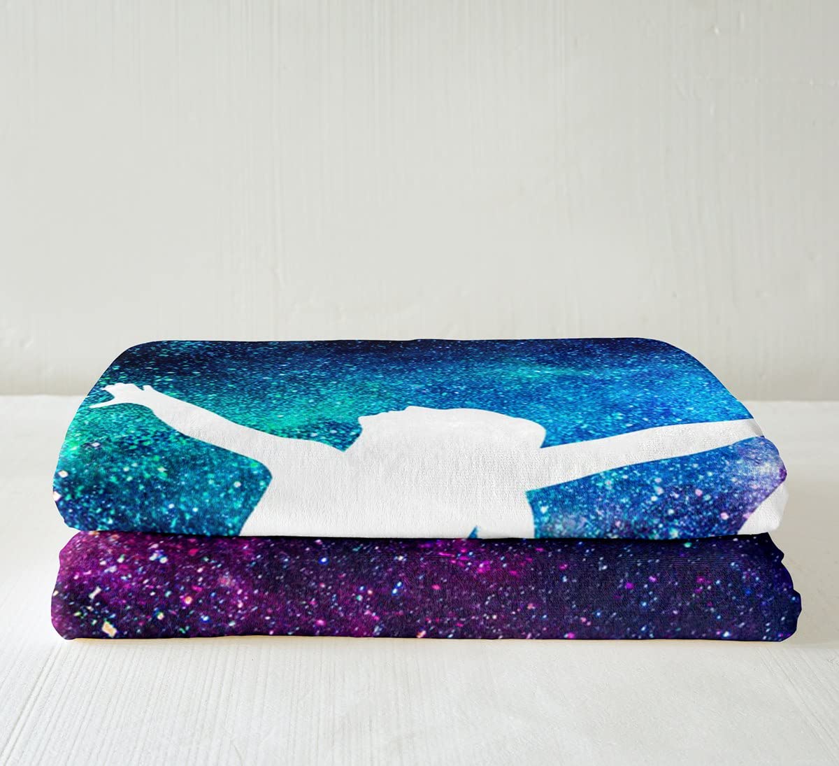 Homewish Gymnastik Decke Gymnastik Liebhaber Decke Werfen Galaxie Sternenhimmel Fleece Decke Lustige Tänzer Silhouette Fuzzy Decke Turner Geschenke für Mädchen Jugendliche Frauen 150x200 Sherpa Decke