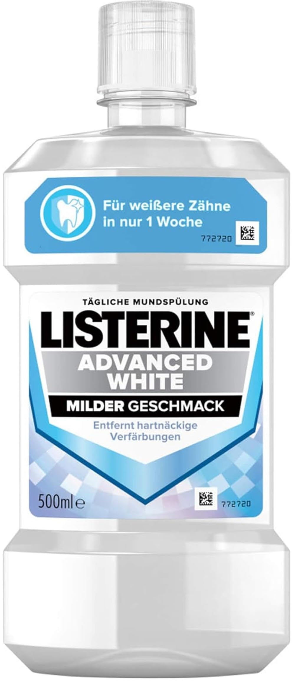 LISTERINE Advanced White Milder Geschmack – Mundspülung, 500 ml