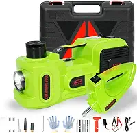 FINYQBET Macaco Hidráulico Elétrico 5 em 1, 5 Toneladas - com Chave de Impacto Elétrica, Kit de macaco eletrico para carro 12v, Cabo de alimentação, Clipe de bateria - Para SUV, Caminhonete, Sedan