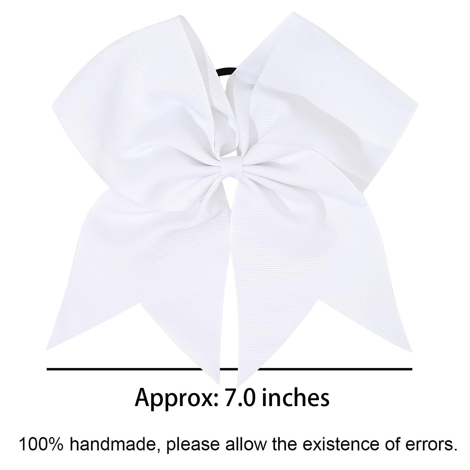 40 Pieces 8" Large Cheer Bows Ponytail Holder Elastic Hair Ties Grosgrain Ribbon Hair Accessories for Cheerleading Girls School College Sports (White)