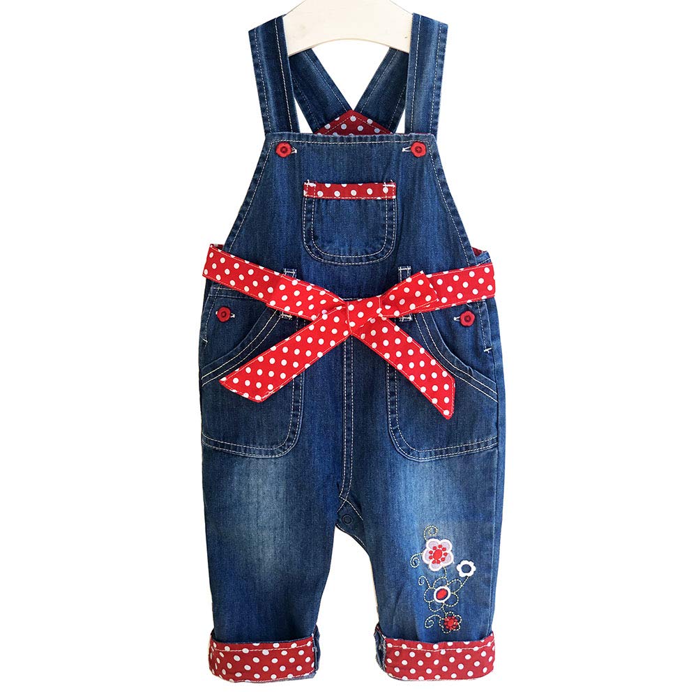 Peacolate 6M-3 Ans Bébé Fille Brodé Jean Salopette Combinaisons Enfants Pantalons