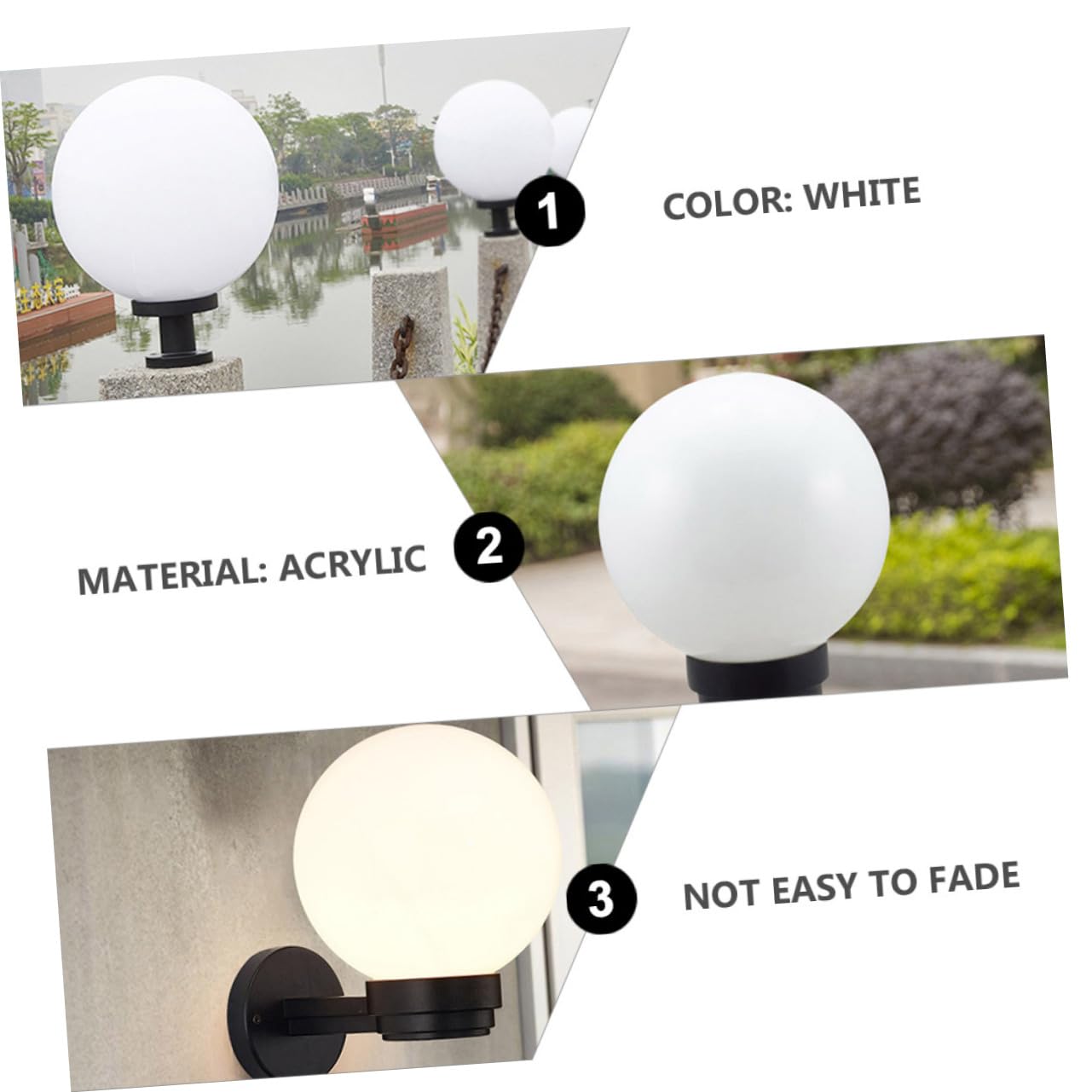 Garneck Paralume Sferico in Acrilico 12 Pollici per Esterni Copertura Antiurto per Lampioni e Applique da Parete Protezione Lampadina Patio