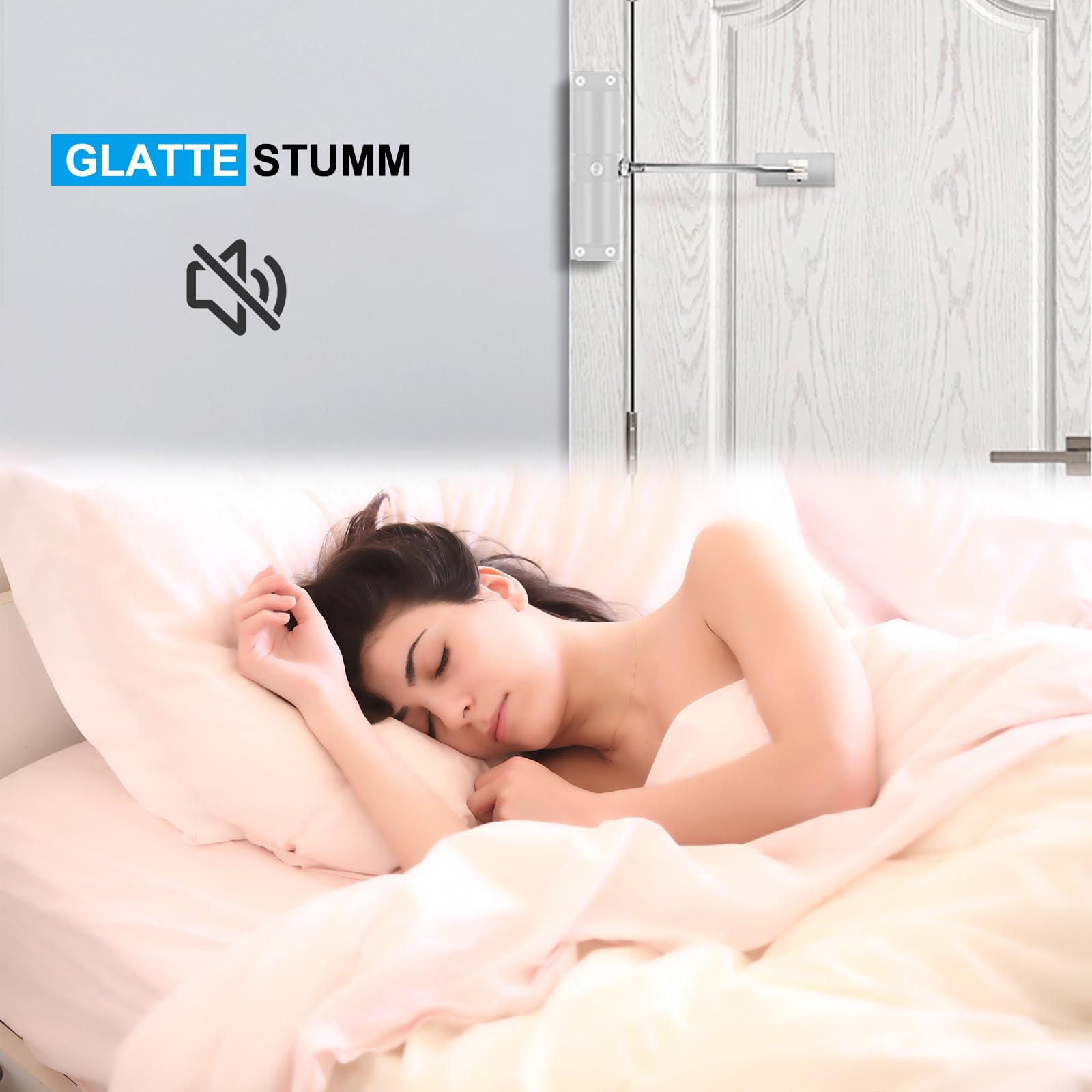 Einstellbar Türschließer, Rebound Automatische Türschließer, Aluminiumlegierung Stangentürschließer, für Schlafzimmer, Büro, Weiß