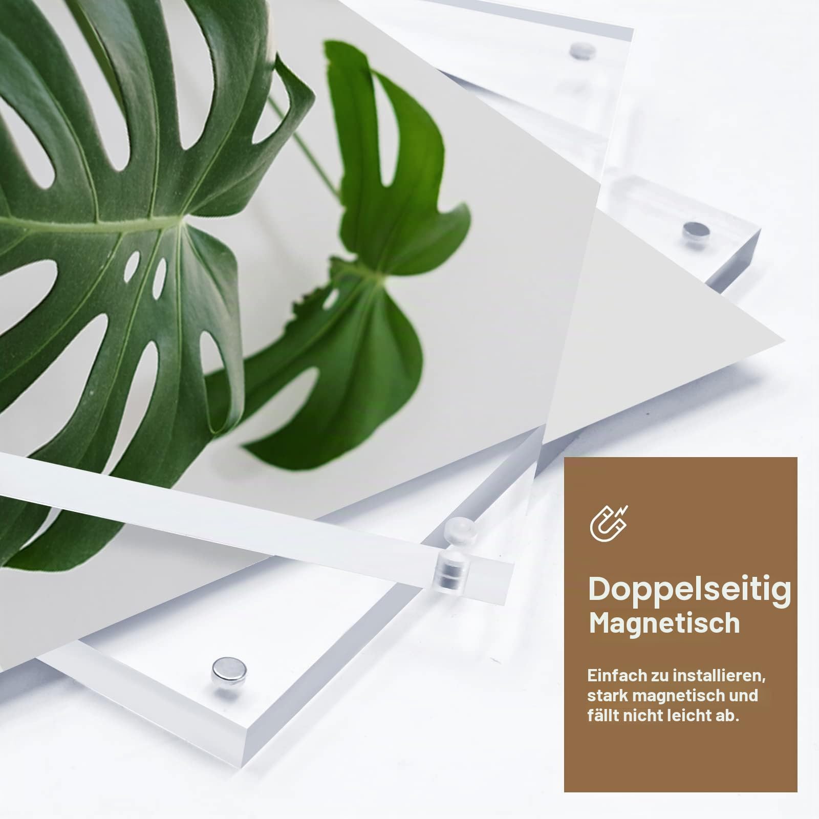 Egofine Magnetischer Bilderrahmen 15 x 20 cm Acrylrahmen 4 Packung, 20mm dicker rahmenlose klare schwebende Rahmen, Magnetischer doppelseitiger Fotorahmen, freistehender Desktop