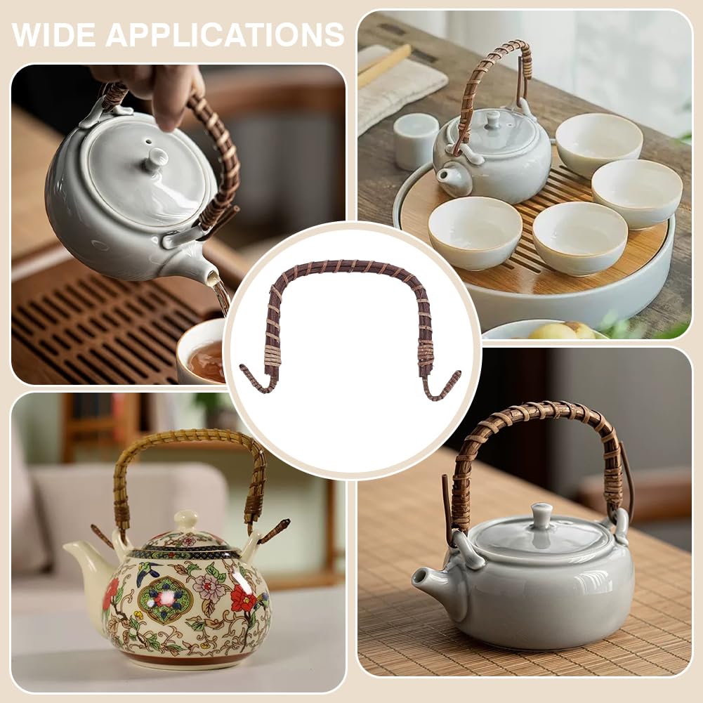 PH PandaHall 4 asas de metal de ratán para tetera de repuesto, mango flexible, mango ajustable, accesorios de té, suministros para ollas de cerámica, tetera japonesa con cable, marrón, 13 cm