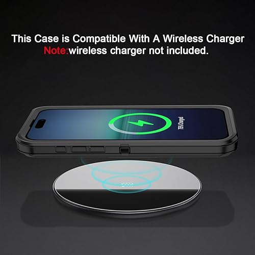 Miniatura 6 de I-HONVA Funda para iPhone 15 Pro Max a prueba de golpes, a prueba de polvo y caídas, 3 capas de protección de cuerpo completo sin protector de