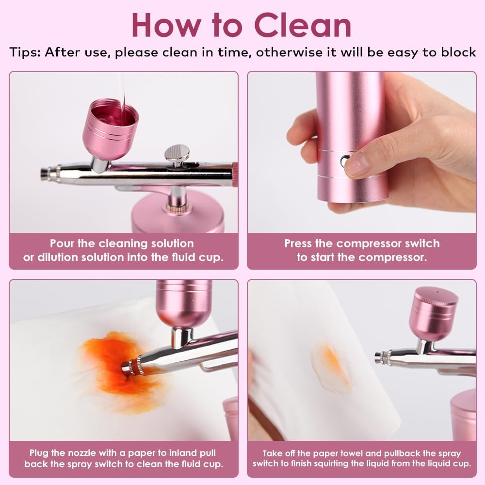 Airbrush Kit with Compressor, Bornbyme Airbrush for Nails Paint Sprayer DIY Air Brush Spray Gun for Painting, Ombre Nails, Makeup, Cake Baking, Barber and Tattoo, Black