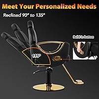 Vista 3 de Silla de Barbería de Salón, Silla de Salón Reclinable para Estilista de Cabello, Silla de Salón de Cabello con Bomba Hidráulica de Servicio Pesado