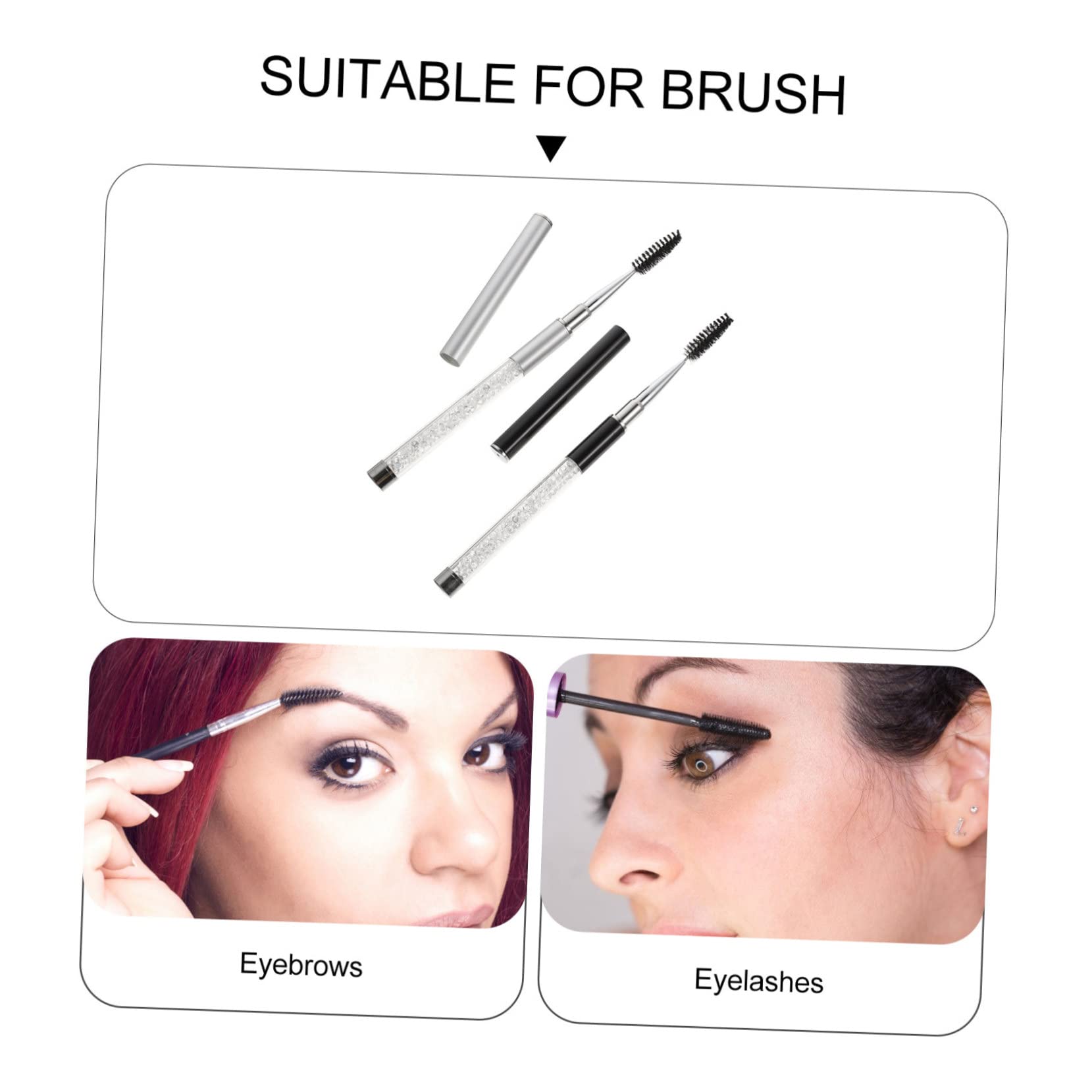 Healvian 2Pcs Portable Eyelash Brush Travel Friendly Eyebrow and Lash Applicator with Comfortable Grip for Eyelash Makeup Tools Includes and Handles