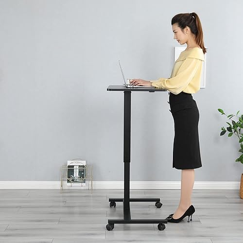 Miniatura 9 de Jceet Escritorio eléctrico móvil de pie, 32 x 24 pulgadas de altura ajustable para sentarse a estar de pie con ruedas bloqueables, escritorio de
