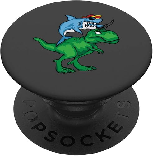 Regalo para el día de la semana con diseño de pirata de tiburón en forma de T Rex  PopSockets Grip y Stand para teléfonos y tabletas