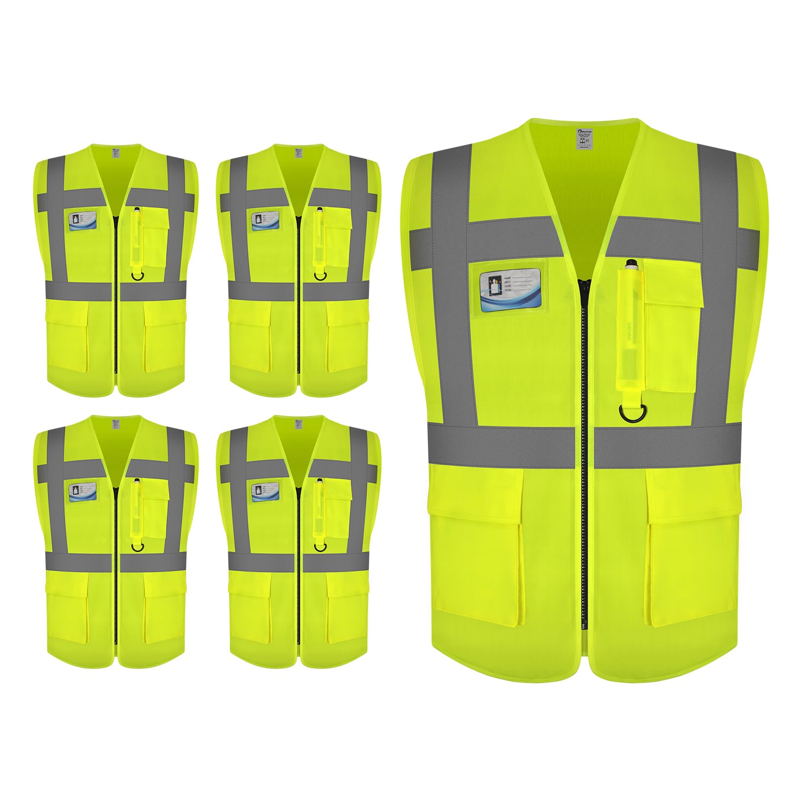 Hi Vis Vests for Men Women 9 Pockets High Visibility Safety Vest.