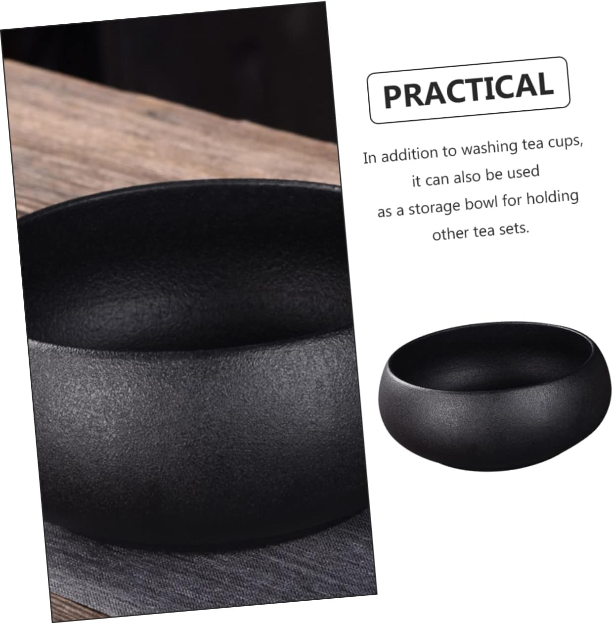 UKCOCO Black Tea Wash Bowl for Chinese Tea Ceremony Accessories Sturdy and Practical Teaware Utensil with Smooth Retro Design for Use