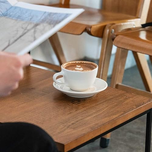 Miniatura 6 de watchget Taza y platillo de porcelana con leche  Taza de cerámica de 9.5 onzas para capuchino, té, latte, café moca, blanco