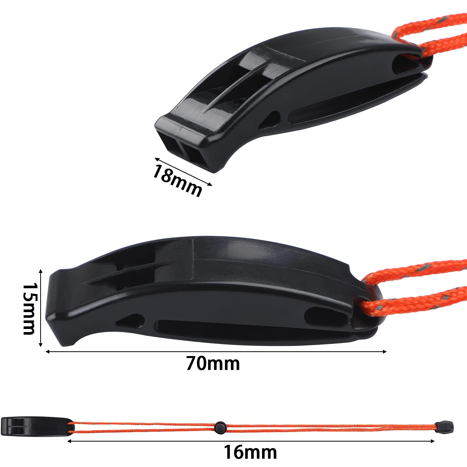 JULBEAR 6 silbatos de supervivencia de seguridad con cordón reflectante ajustable silbato de plástico de emergencia