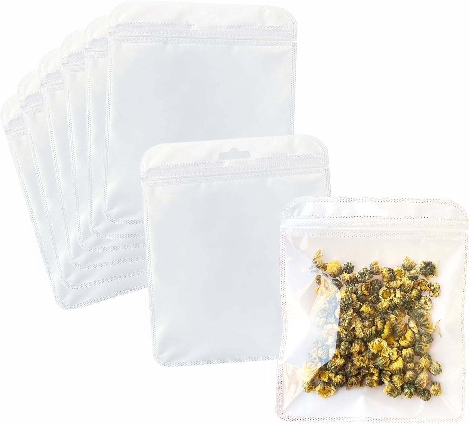 100Pcs Clear Resealable Packaging Bags for Small Business Supplies, Cute Small Transparent Candy Bags Plastic Sample Baggies for Lip Gloss Soap Party Food Storage Coffee Sample Packaging (5.9x6.6inch)