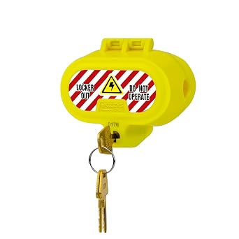 Plug Locks for Power Cords with Keys - Small Self-Locking Cover No Padlock Required,3.5"*2"*3"- Secure Electrical Plugs Lockout, Prevent Accidental Use - OSHA Safety
