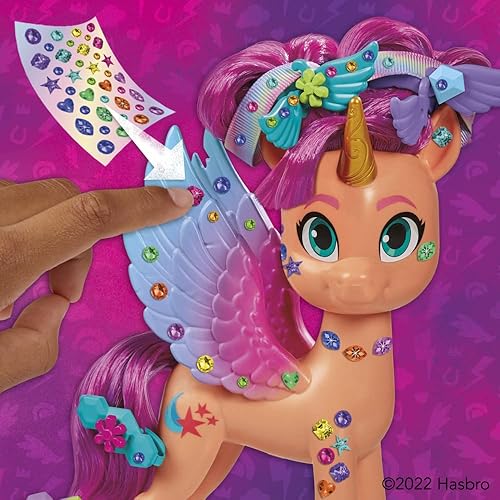 Miniatura 7 de My Little Pony Toys Make Your Mark Sunny Starscout Ribbon Peinados de cinta juguete de poni naranja de 6 pulgadas juguetes para niñas y niños de 5