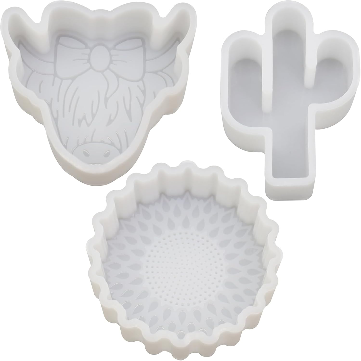YILIN Juego de 3 moldes para ventilación de automóvil, cactus de girasol pequeño y vaca de las tierras altas para principiantes de automóvil,