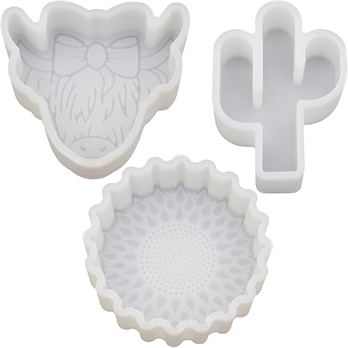 YILIN Juego de 3 moldes para ventilación de automóvil, cactus de girasol pequeño y vaca de las tierras altas para principiantes de automóvil,