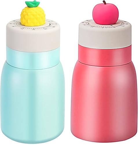 Miniatura 1 de Micnaron Botella de agua de 12 onzas con aislamiento al vacío, de acero inoxidable con temporizador, doble pared aislada al vacío, mantiene las