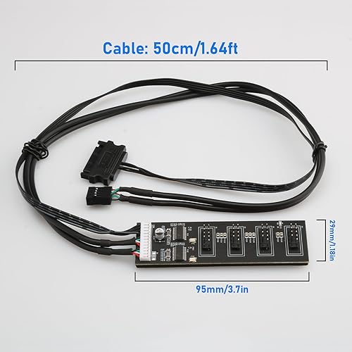 Miniatura 6 de Divisor de cabezal USB de 9 pines con cable de alimentación SATA, 4 puertos USB 2.0 internos, extensión de concentrador USB 2.0 interno para placa